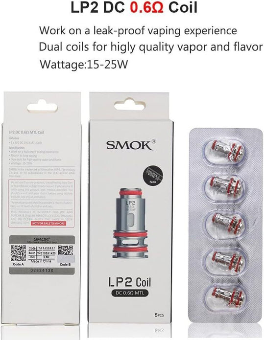 SMOK LP2 Coil 0.6 Ohm Replacement Co ils  Devices - 0.6 Ohm (Pack of 5)