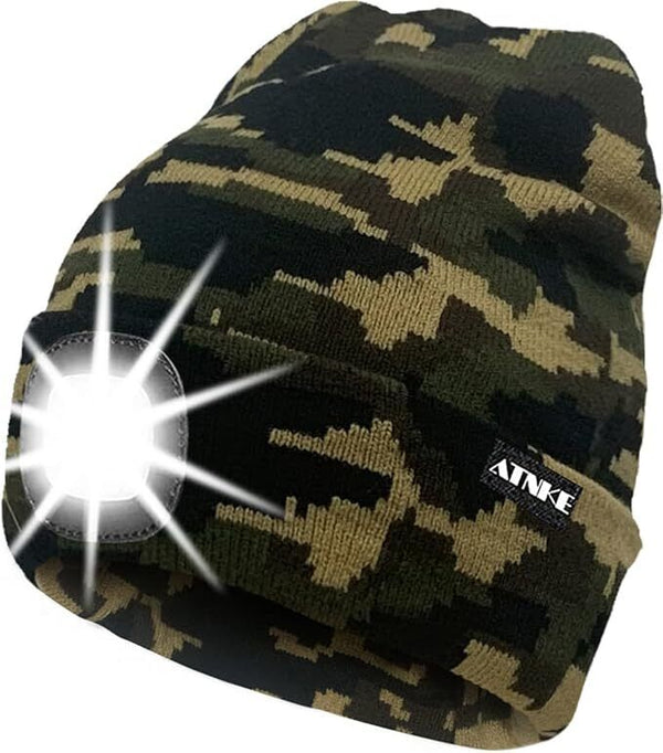 ATNKE LED Lighted Beanie Cap,USB Rechargeable Running Hat Ultra Bright 4 LED