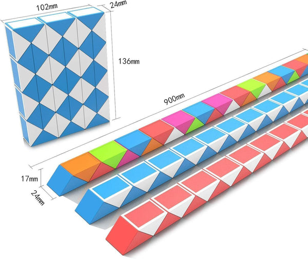 Magic Snake Cube Puzzle Toy - 3D Twist Game Fidget Gift for Kids & Adults