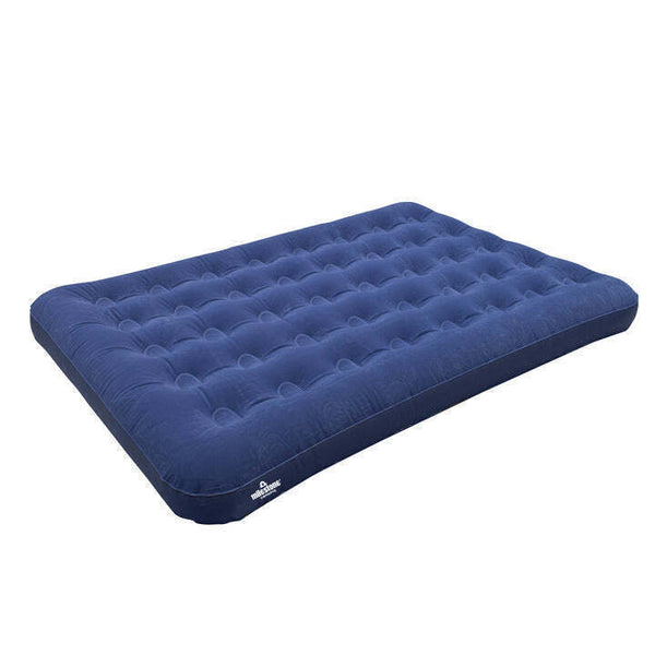 Milestone Camping Double Flocked Airbed - Blue, Comfortable Outdoor Sleeping