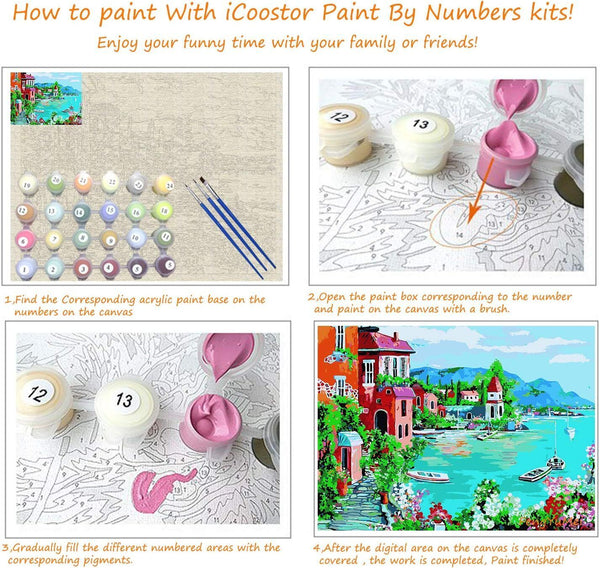 ICOOSTOR PAINT BY NUMBERS KIDS & ADULTS RUNNING HORSE DIY KIT