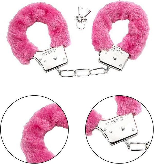 Pink Furry Handcuffs with Keys