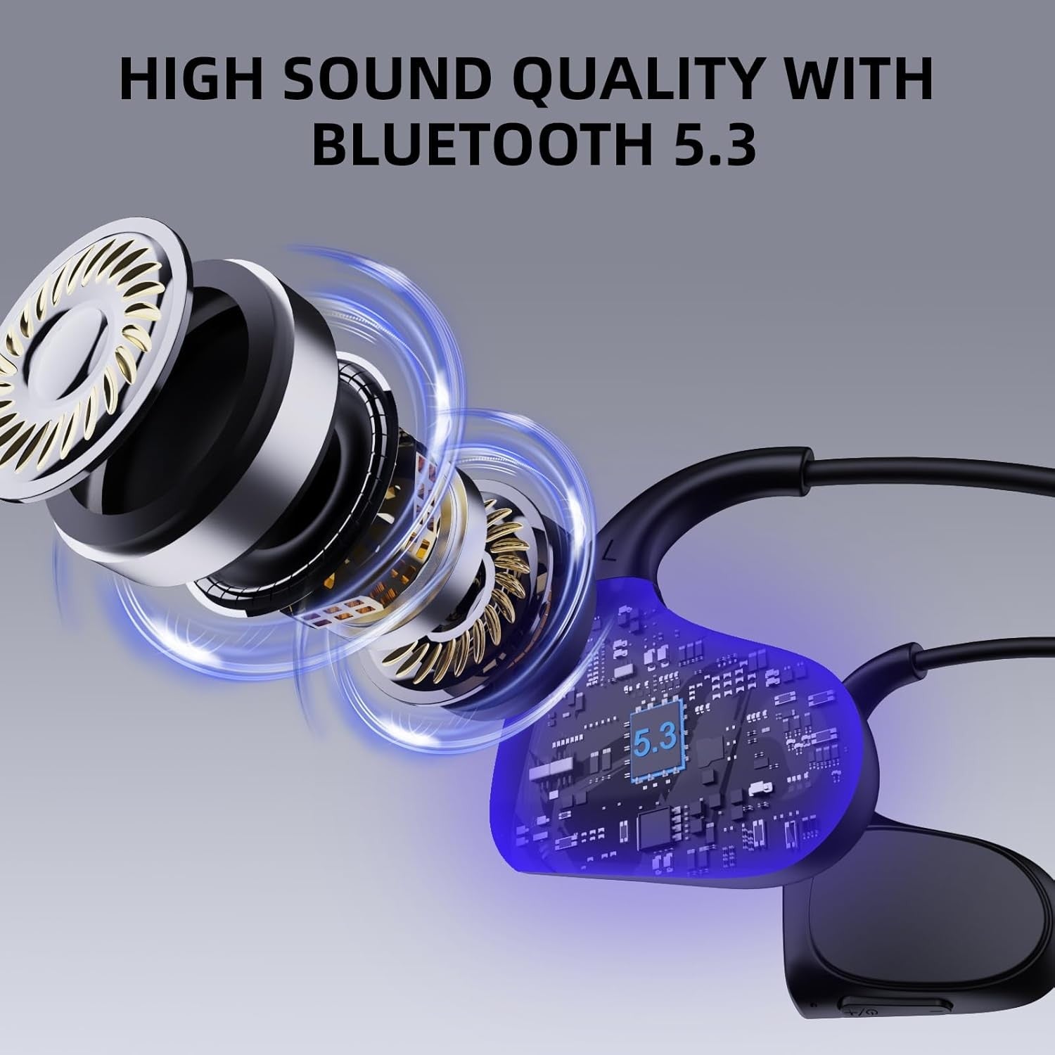 Smof Bone Conduction Headphones Wireless Open Ear Earbuds with Built-in Mic IPX6