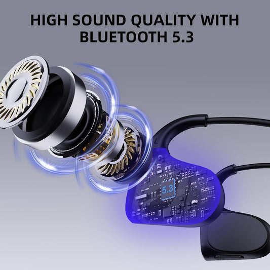 Smof Bone Conduction Headphones Wireless Open Ear Earbuds with Built-in Mic IPX6