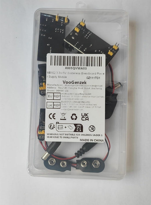 VooGenzek 4 PCS 3.3V/5V Solderless Breadboard Power Supply Module DC 6.5-12V USB