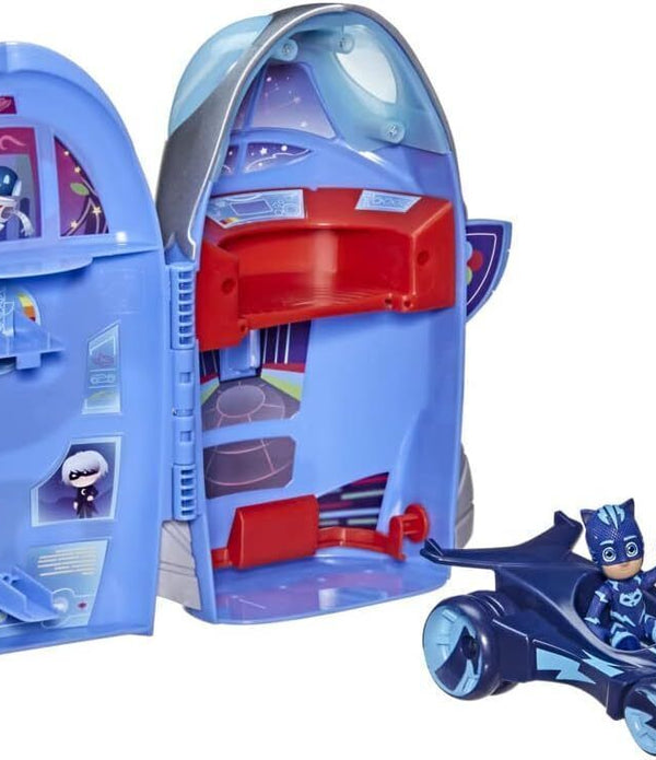 PJ MASKS 2-in-1 Headquarters & Rocket Playset with Action Figure  Ages 3+