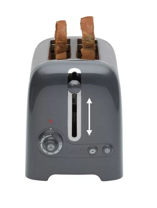 Dualit Grey/Silver Lite 2-Slice Toaster - Grey, Adjustable Browning & High Lift