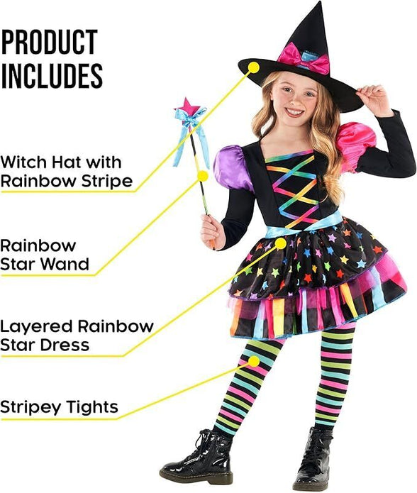 Rainbow Girls Witch Scary Costume Rainbow Halloween Small 4-6years