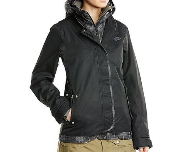Ripcurl Pooka Women's Snow Jacket, Water Resistant Zip, Moonless Black, X-Small