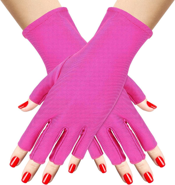 1 Pair UV Gloves Nail Art Supplies Manicure Gloves Nail UV Gloves - Rose Red