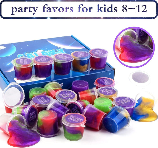 25 Packs Galaxy Slime, Party Favors, Non-Sticky, Stress & Anxiety Relief