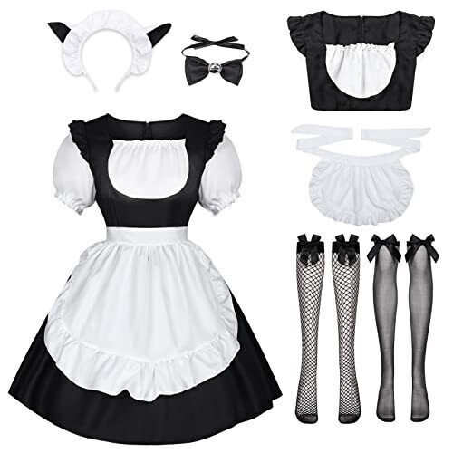Maryparty Maid Dress Cosplay Set - Women's Halloween Costume with Gloves