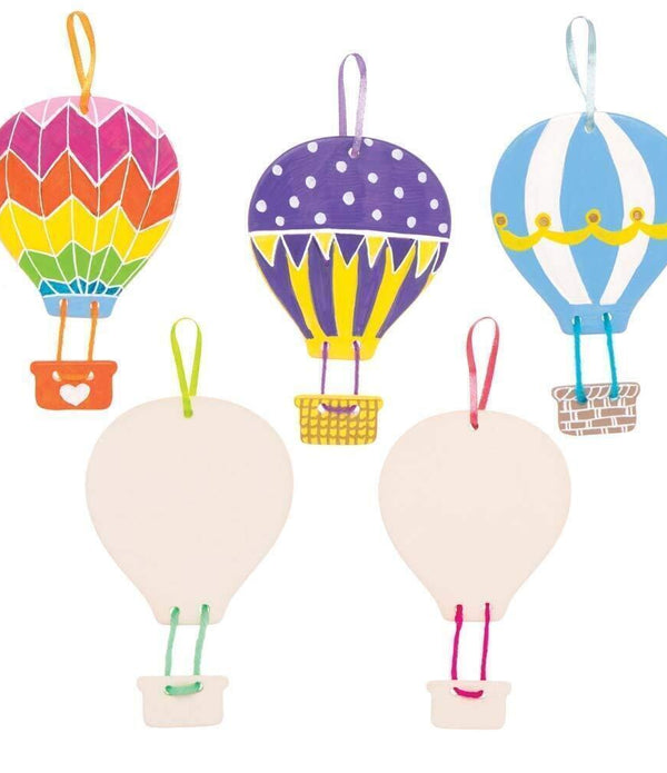 Baker Ross Hot Air Balloon Ceramic Decorations - Pack of 5 for DIY Crafting