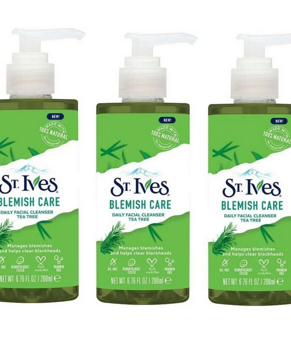 3 PACK St. Ives Blemish Care Daily Facial Cleanser Tea Tree 3 x 200ml Multipack