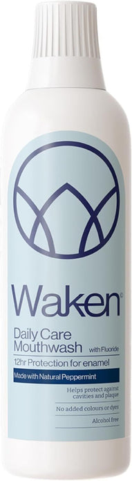 Waken Peppermint Mouthwash 500ml - Alcohol-Free, Vegan Fresh Breath