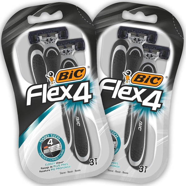 BIC Flex 4 Disposable Men's 4-Blade Razors Pack of 6 Close Shave