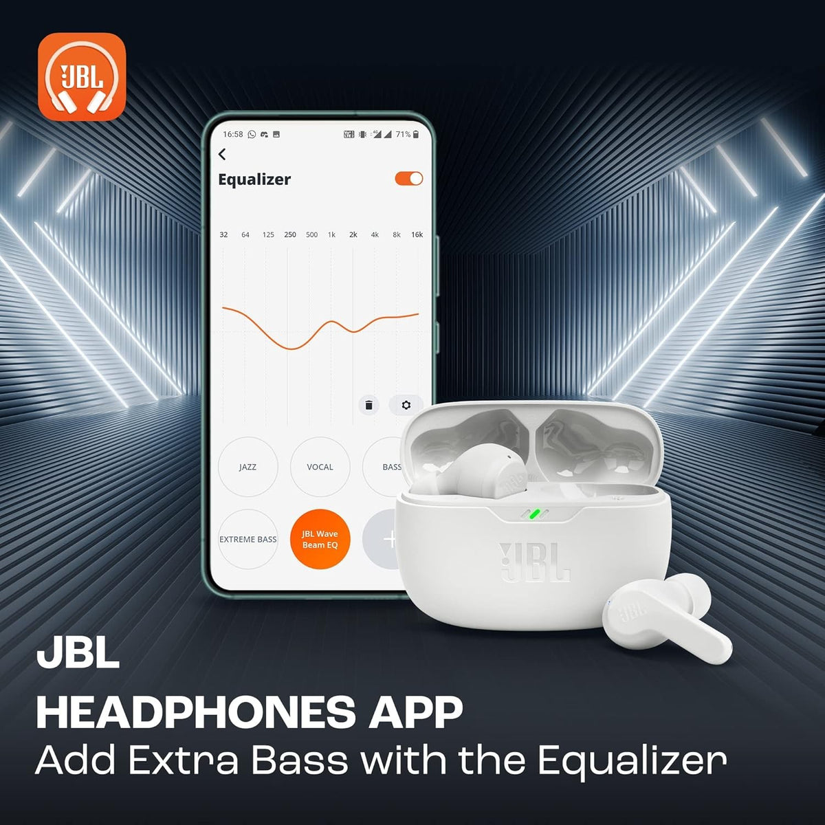 JBL Wave Beam In-Ear Wireless Earbuds - White