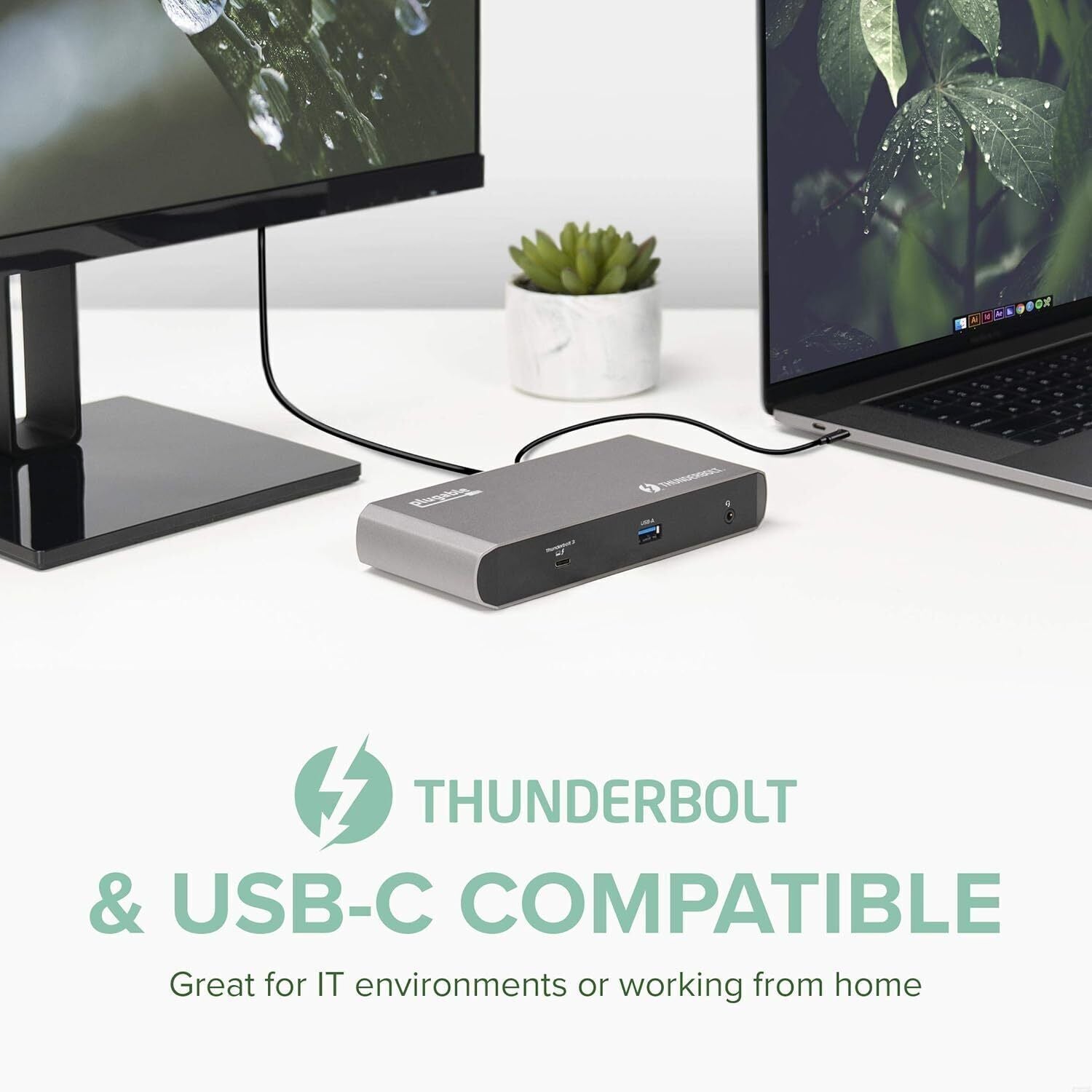 Plugable Thunderbolt 3 USB-C Docking Station Dual Display 60W Charging