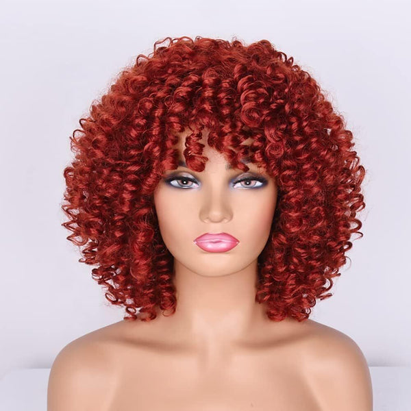 Colorfulpanda Curly Afro Wig - Synthetic Heat-Resistant Hair - Golden Red