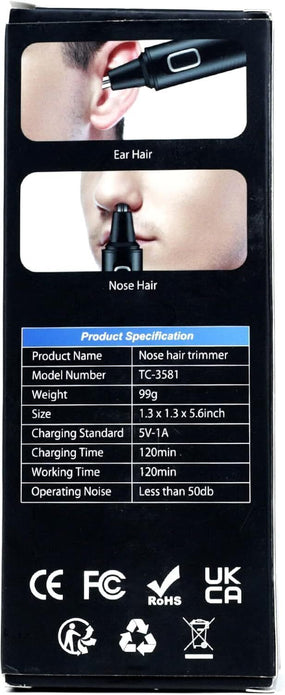 CIRYCASE Rechargeable Ear & Nose Hair Trimmer - Waterproof, Dual Blades