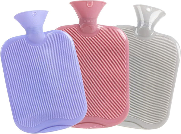 3 Pack 2l Hot Water Bottle Natural Rubber Warmer Large Pain Relief Heat Aching