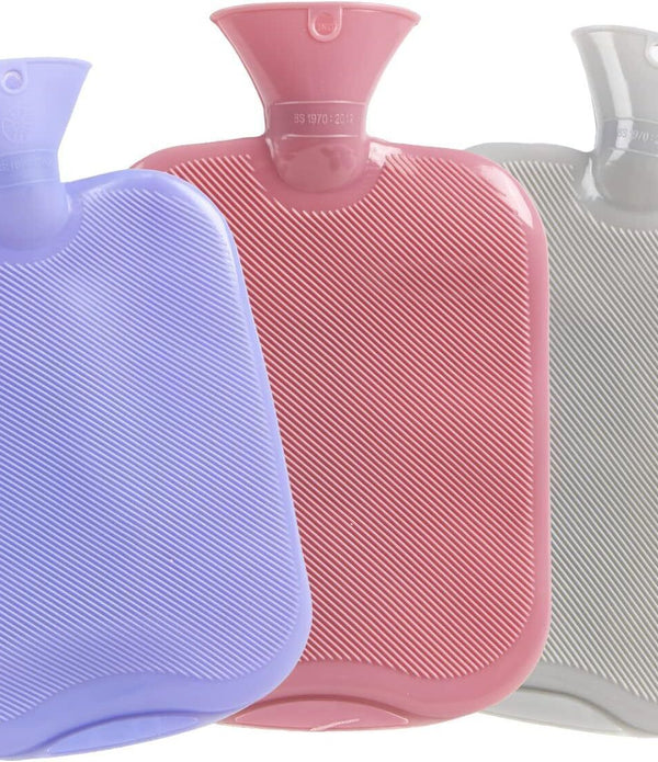 3 Pack 2l Hot Water Bottle Natural Rubber Warmer Large Pain Relief Heat Aching