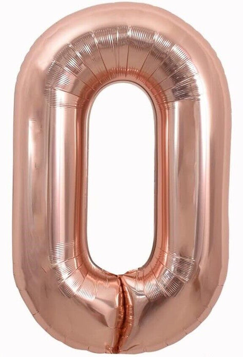 40 Inch Rose Gold Large Numbers Balloons, Number 0 Digit 0 Helium Balloon