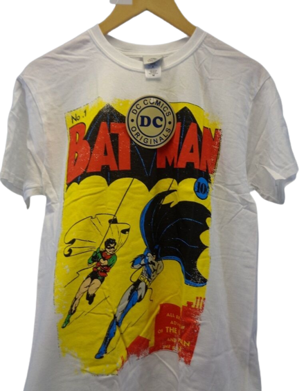 Bat Man & Robin Retro DC Comics Poster Short Sleeve T-Shirt, Medium