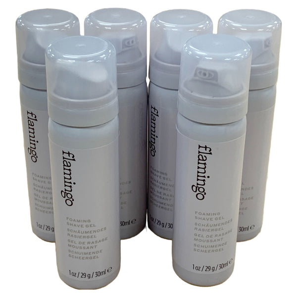 FLAMINGO Shaving Gel Foaming with Aloe Vera - 6 x 30ml Holiday Travel Size