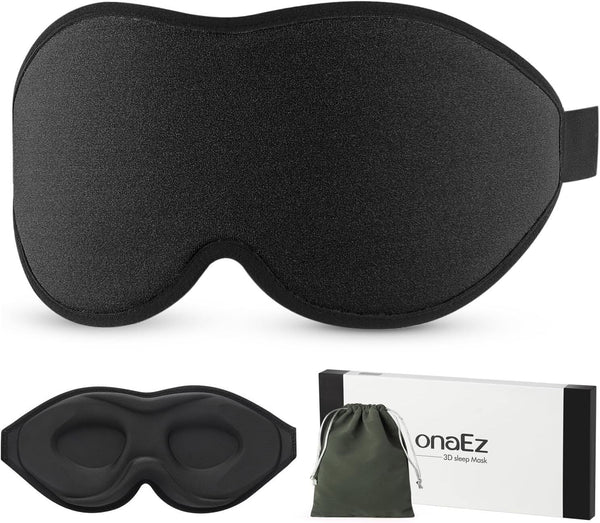onaEz 3D Sleep Eye Mask - Total Darkness, Milk Ice Silk, Recessed Sockets