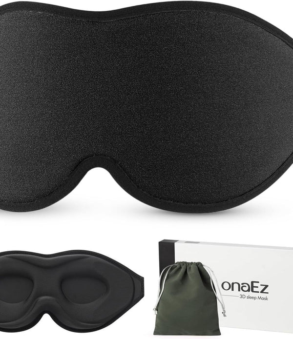 onaEz 3D Sleep Eye Mask - Total Darkness, Milk Ice Silk, Recessed Sockets