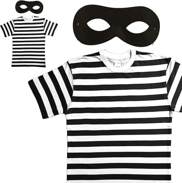 W.N Burglar Robber 2-Pc Fancy Dress - T-Shirt & Mask, XL