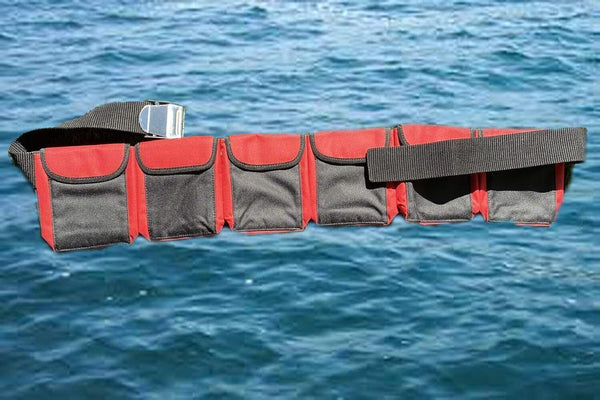 AKM Diving Pocket Weight Belt Red Large Adjustable Durable Design