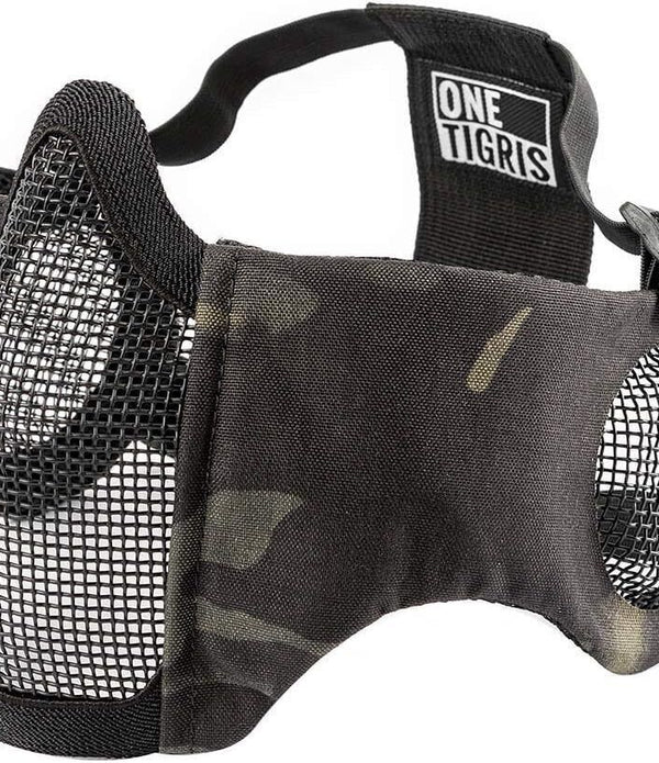 OneTigris Foldable Mesh Airsoft Mask, Camo Black