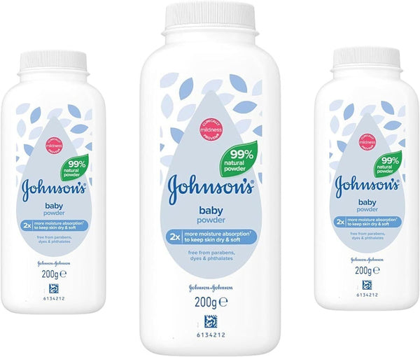 3 x Johnson's Baby Powder Talcum Powder 200g each