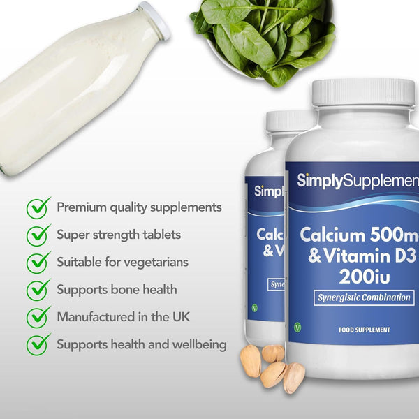 Calcium 500mg with Vitamin D3 Supports Strong Bones & Healthy Teeth 360 Tablets