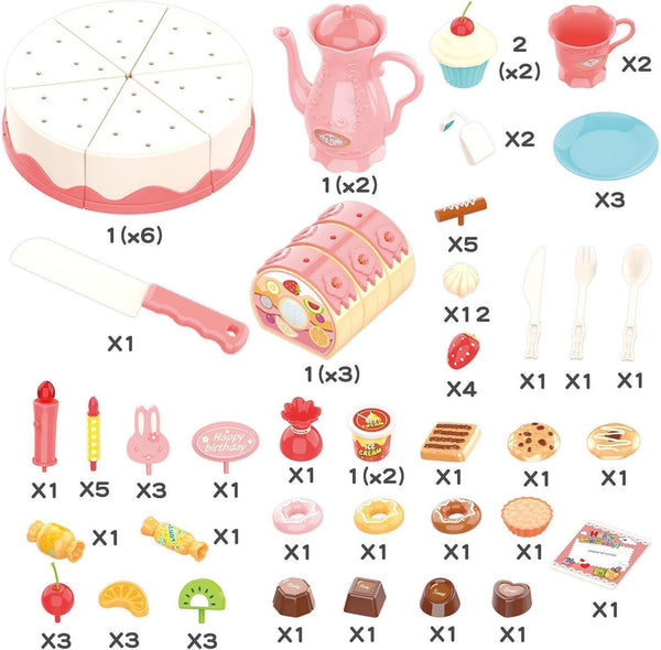 83 pcs DIY Make Your Own Birthday Cake Toy for Kids with Musical Candle