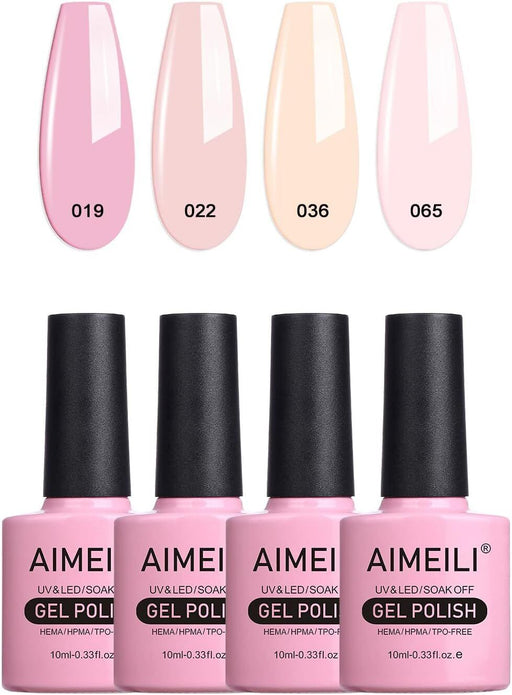 AIMEILI Nude Gel Polish Set 4x10ml Soak Off UV LED Kit17 Salon