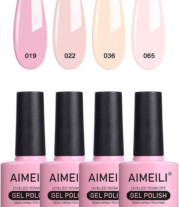 AIMEILI Nude Gel Polish Set 4x10ml Soak Off UV LED Kit17 Salon