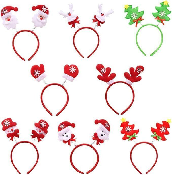 Christmas Headbands 8PCS, Santa Claus & Reindeer Hair Bands for Kids & Adults