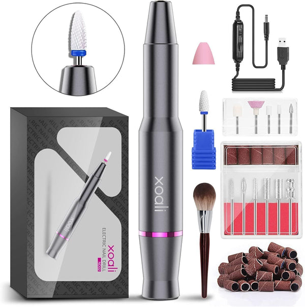 Xoali Electric Nail Drill, 12-in-1 Speed Adjustable Kit for Manicure & Pedicure