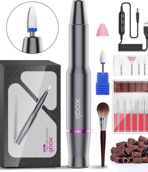 Xoali Electric Nail Drill, 12-in-1 Speed Adjustable Kit for Manicure & Pedicure