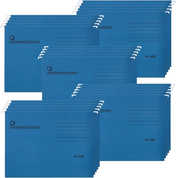 A4 Suspension Files - 25 Recycled Hanging Filing Dividers with Tabs, Blue