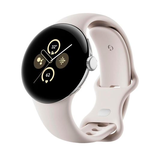 Google Pixel Watch 2 (Cellular, 41mm) Silver Aluminium Case + Starlight Strap