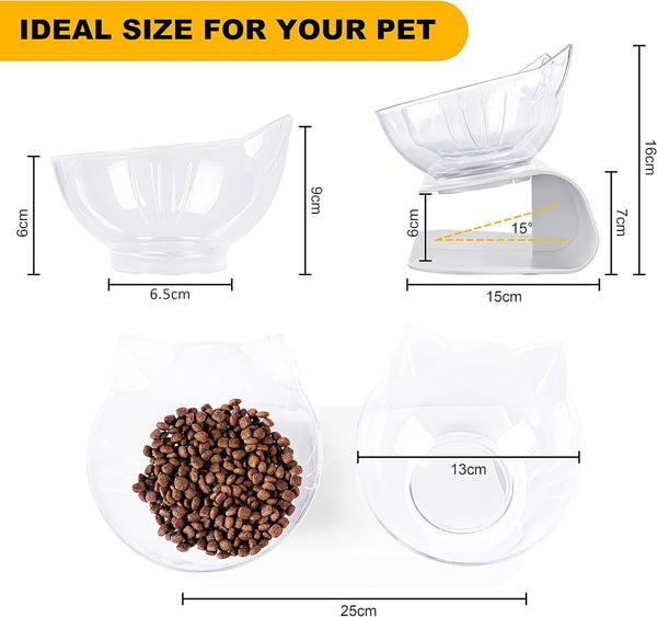 Raised Tilted Cat Bowl with Stand  Anti-Spill, Comes with Scoop