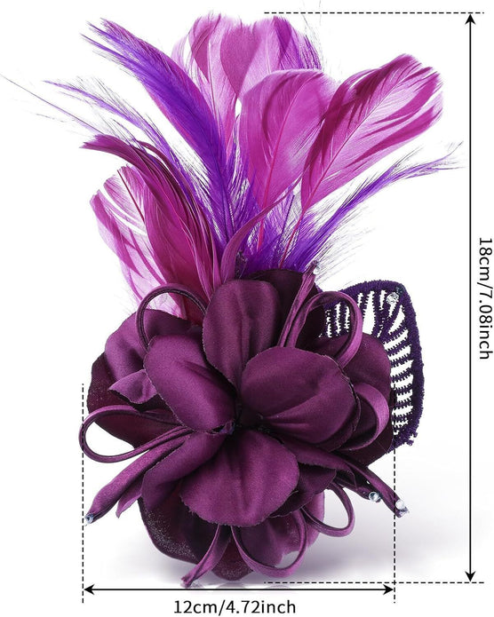 WLLHYF 1920s Feather Headband - Purple, 2-in-1 Hair & Hat Clip