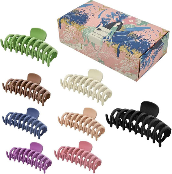 Hair Claw Clips for Women/Girls 8 pack 4.33'' For Straight/Curly Hair,  Strong