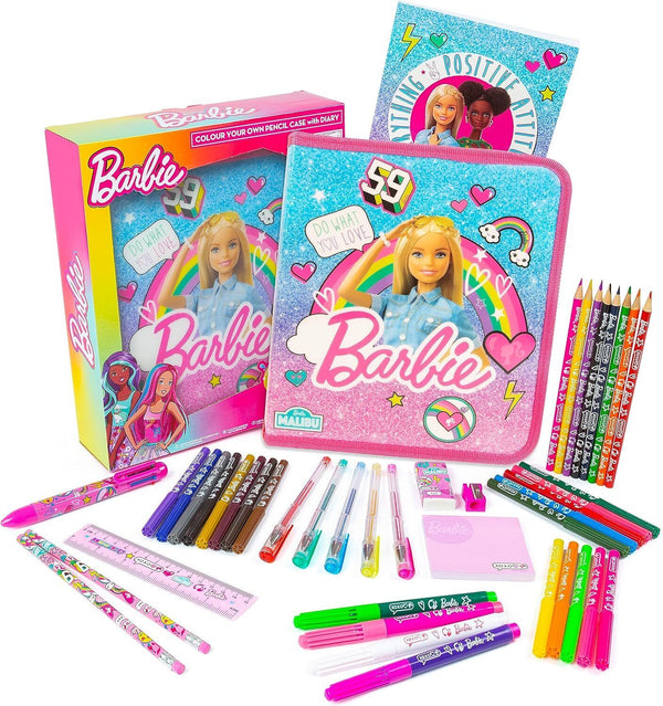 Barbie Colour Your Own Pencil Case Including Diary - Craft Set - Stationery Sets