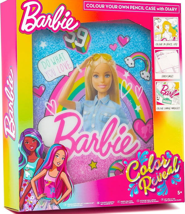 Barbie Colour Your Own Pencil Case Including Diary - Craft Set - Stationery Sets