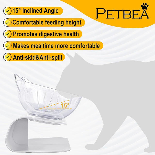 Raised Tilted Cat Bowl with Stand  Anti-Spill, Comes with Scoop